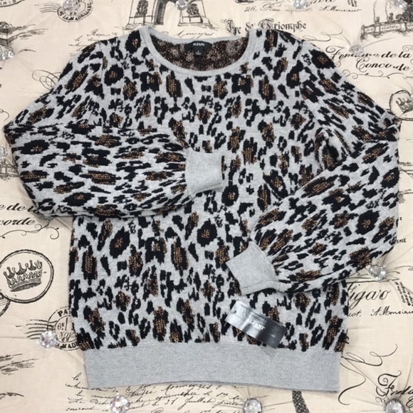 Alfani Metallic Animal-Print Sweater - Picture 2 of 4